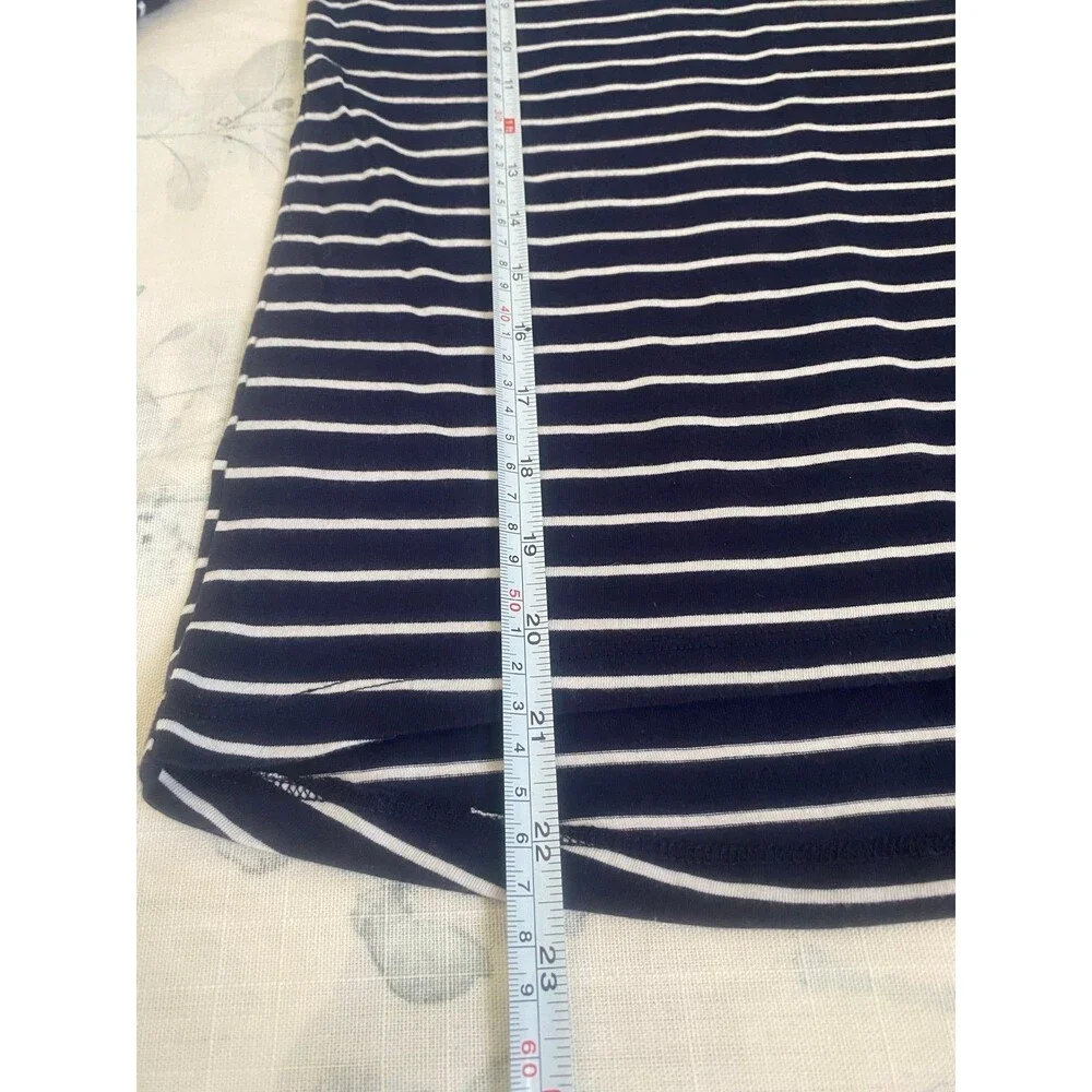 EUC The Children's Place Navy Blue White Striped Long Sleeve Tee Top Size 10/12